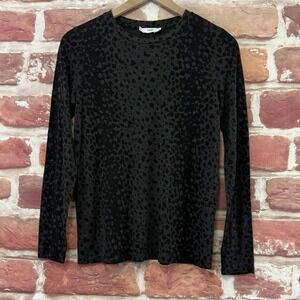 Vince T Shirt Women's XS Black Gray Abstract Crew Neck Knit Casual Everyday Top